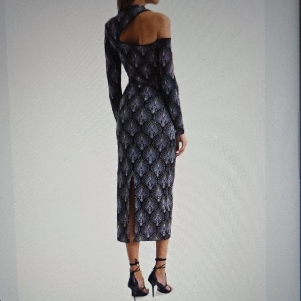 REISS Anja Metallic Jacquard Knit Dress, Size L